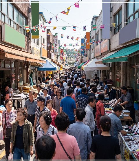 예산상설시장 거리와 삼국 버킷리스트 체험 부스가 늘어선 축제 현장
