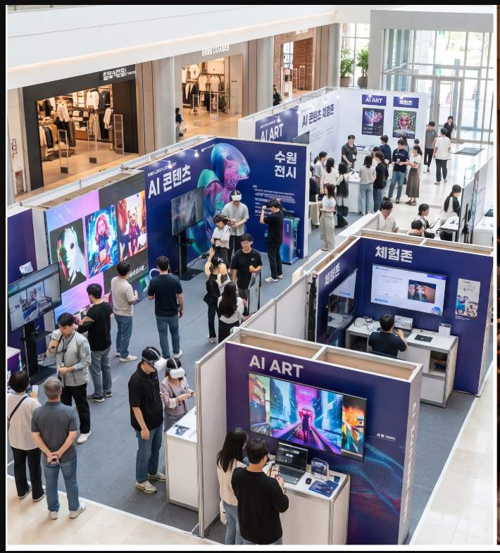 AI content experience and exhibition at the Korea AI Content Awards pop-up store, TimeVillas Suwon 3F