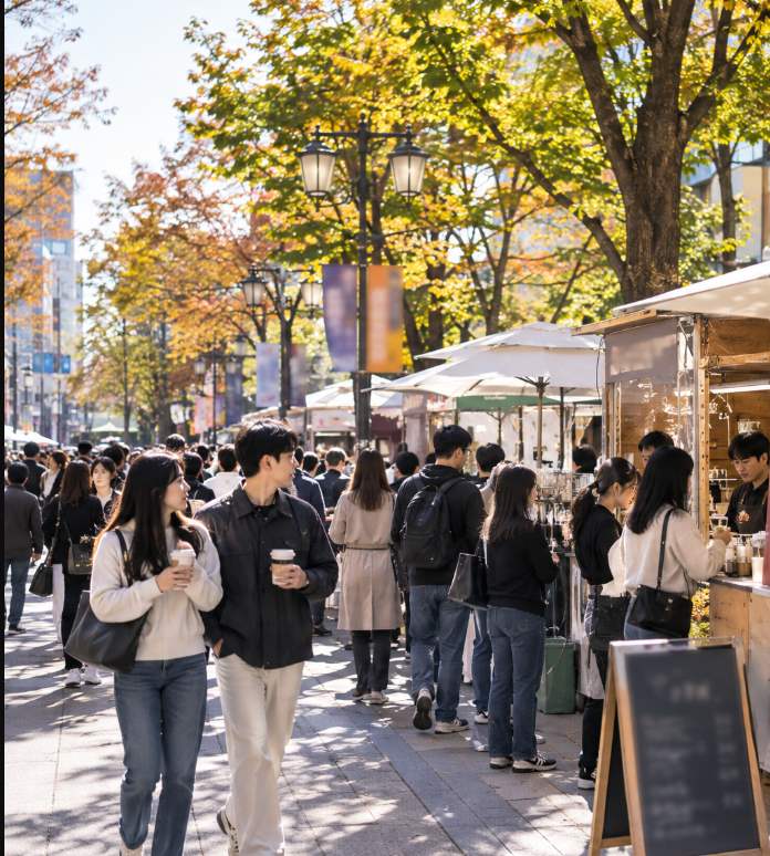 성남동 커피페스티벌 행사 기간 울산 문화의거리 전 구간에 커피 시음 부스가 들어선 축제 풍경