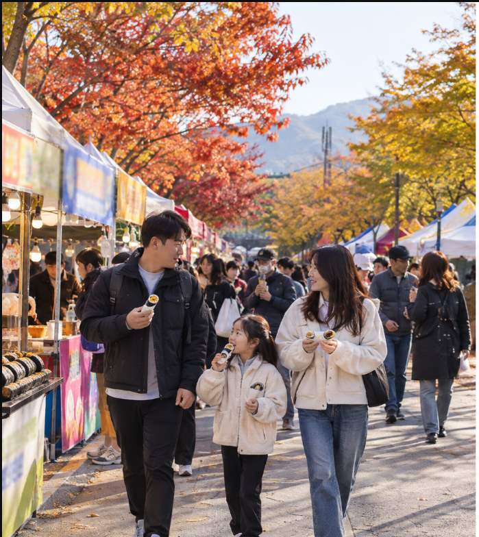 Children enjoying the gimbap-shaped air bounce attraction at the Eco-Friendly Ecology Park during the Gimcheon Gimbap Festival