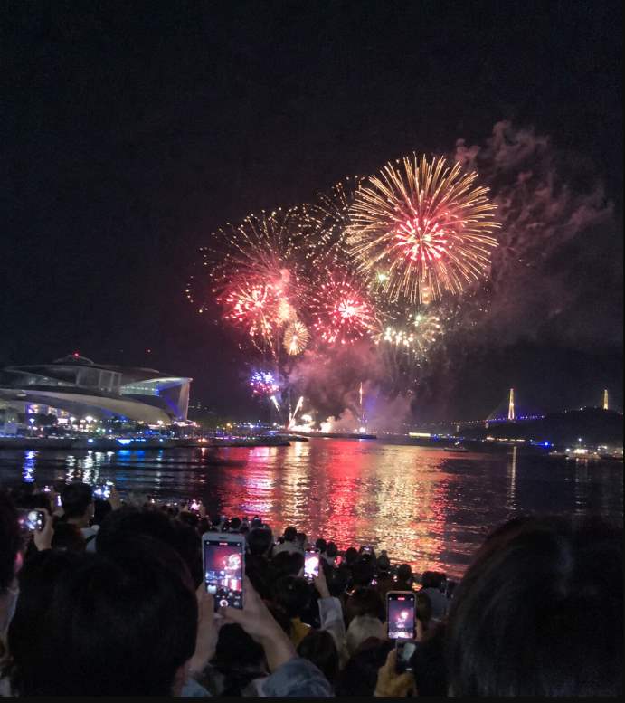 Yeosu Nangman Pocha street and Yeosu World Expo Center night view