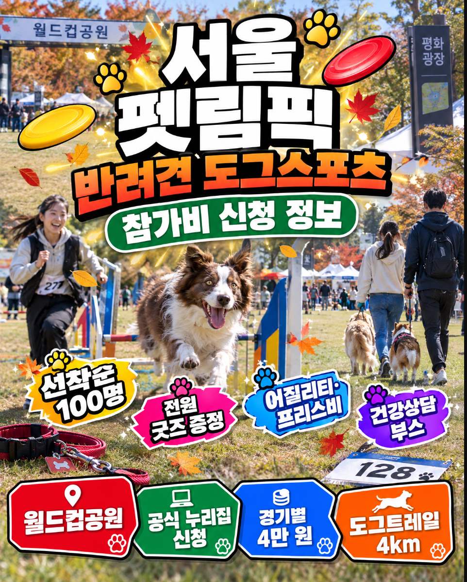 서울 펫림픽 2026년 10월 24일~25일 경기별 참가비 4만원 종목별 100명 신청 확인